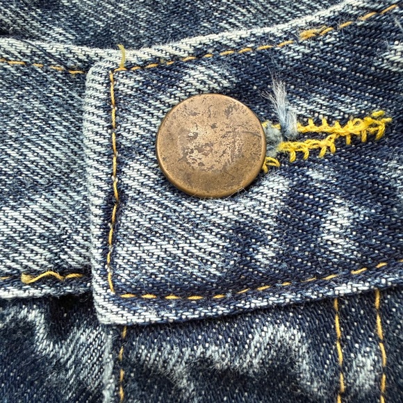 Vintage Space Legs High-Waisted Pleated Blue Denim Jeans - Picture 3 of 9